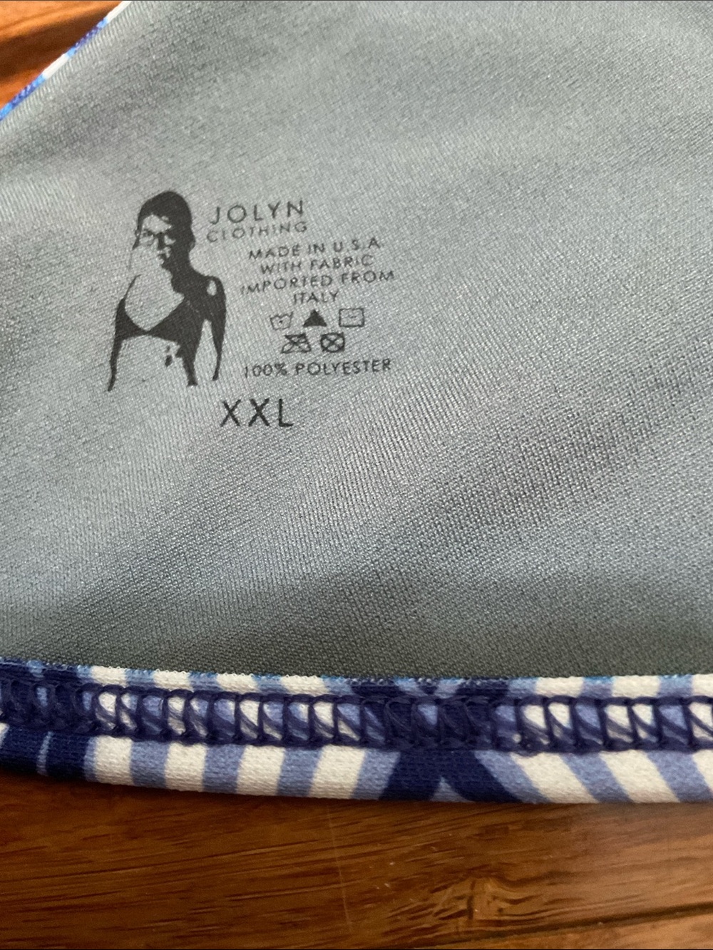 Jolyn TOMCAT bikini Top, Blues and White geometric design Size XXL GUC - Picture 3 of 8